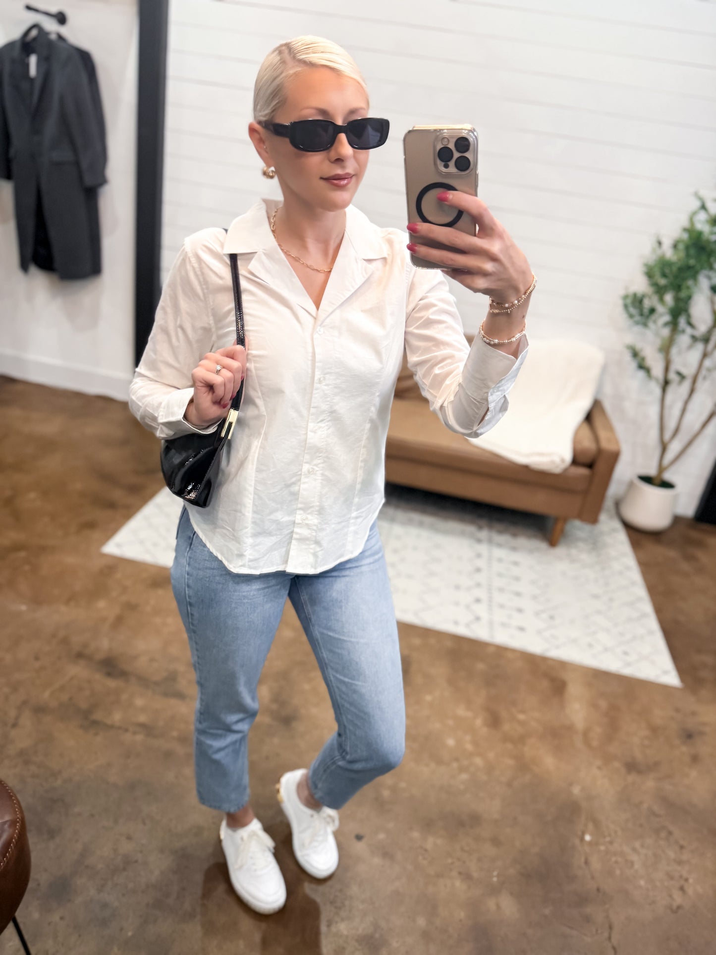 Cotton Button Up Shirt - DIONNE TOP - The Shelby Company Tennessee