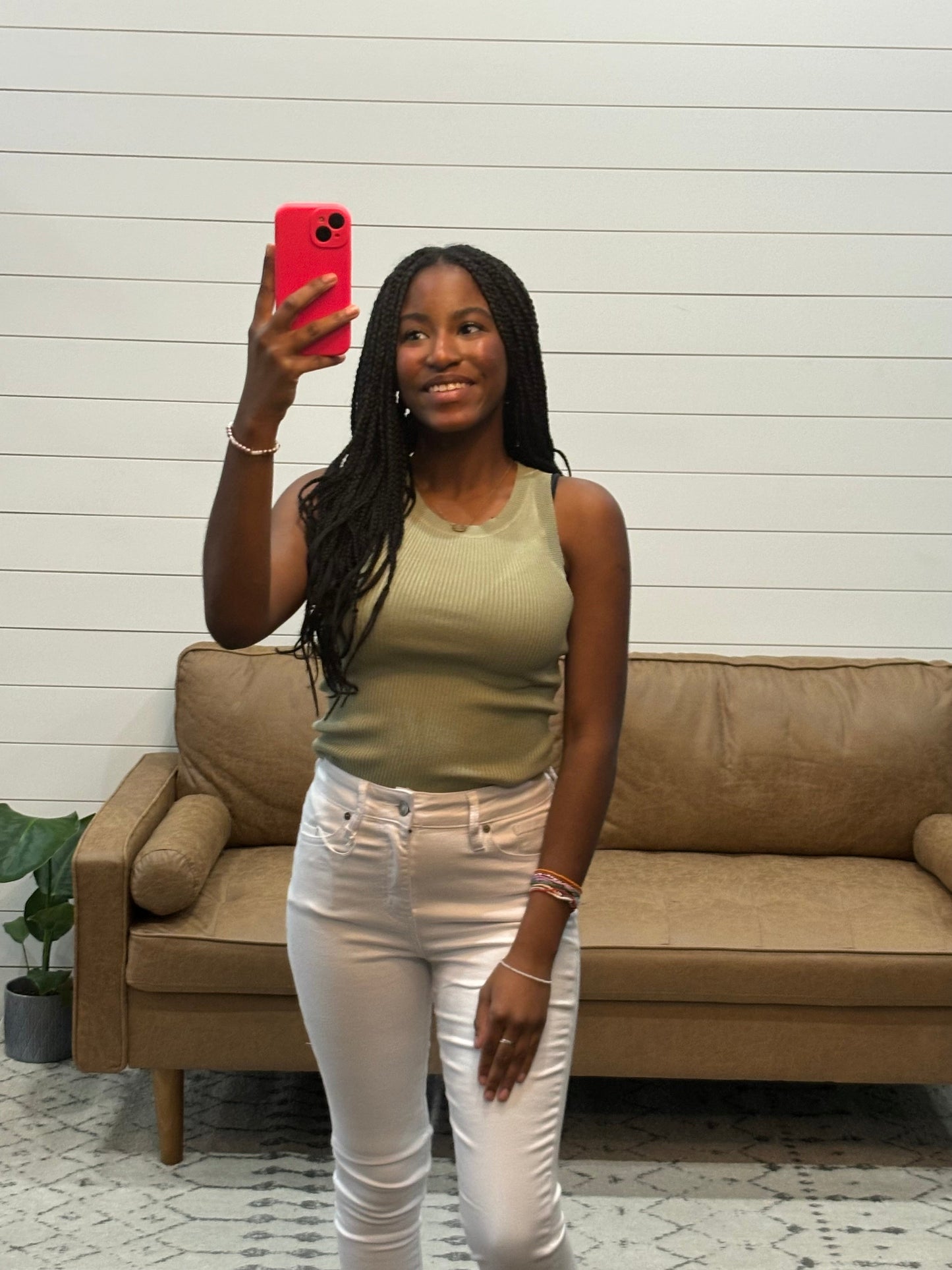 Knit Sleeveless Top - Olive - The Shelby Company Tennessee