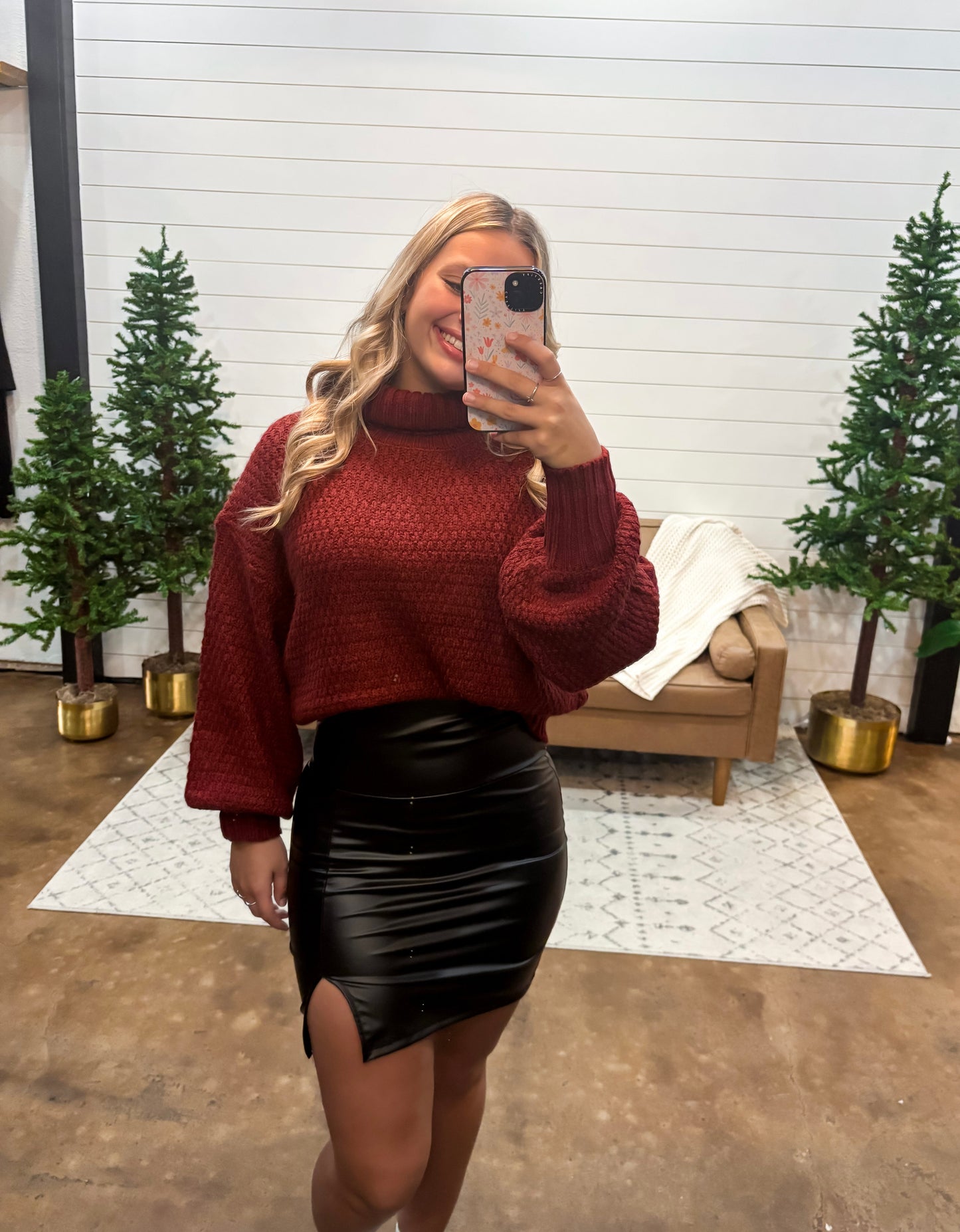 Merlot - Loose Turtleneck Sweater - The Shelby Company Tennessee