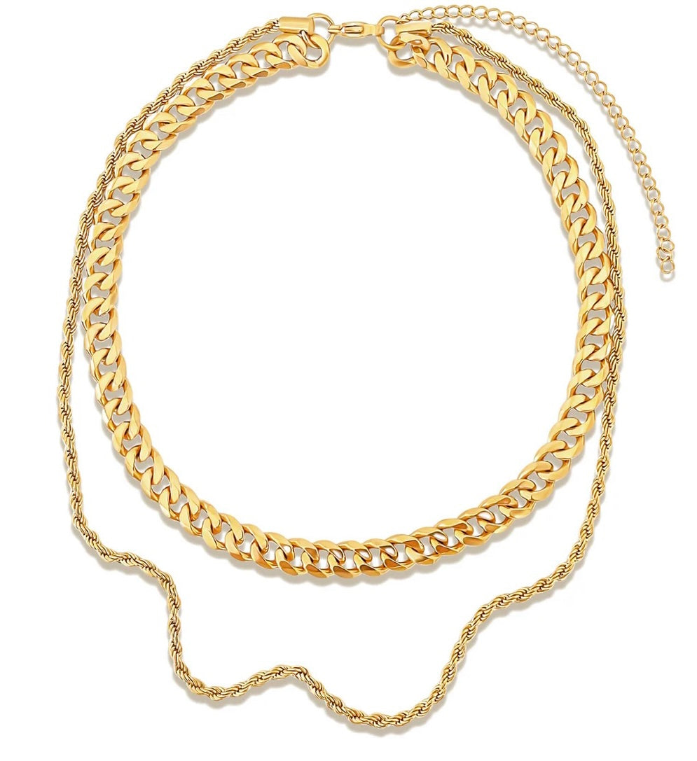 Reece Double Chain Necklace - Gold