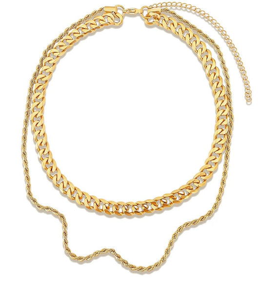 Reece Double Chain Necklace - Gold