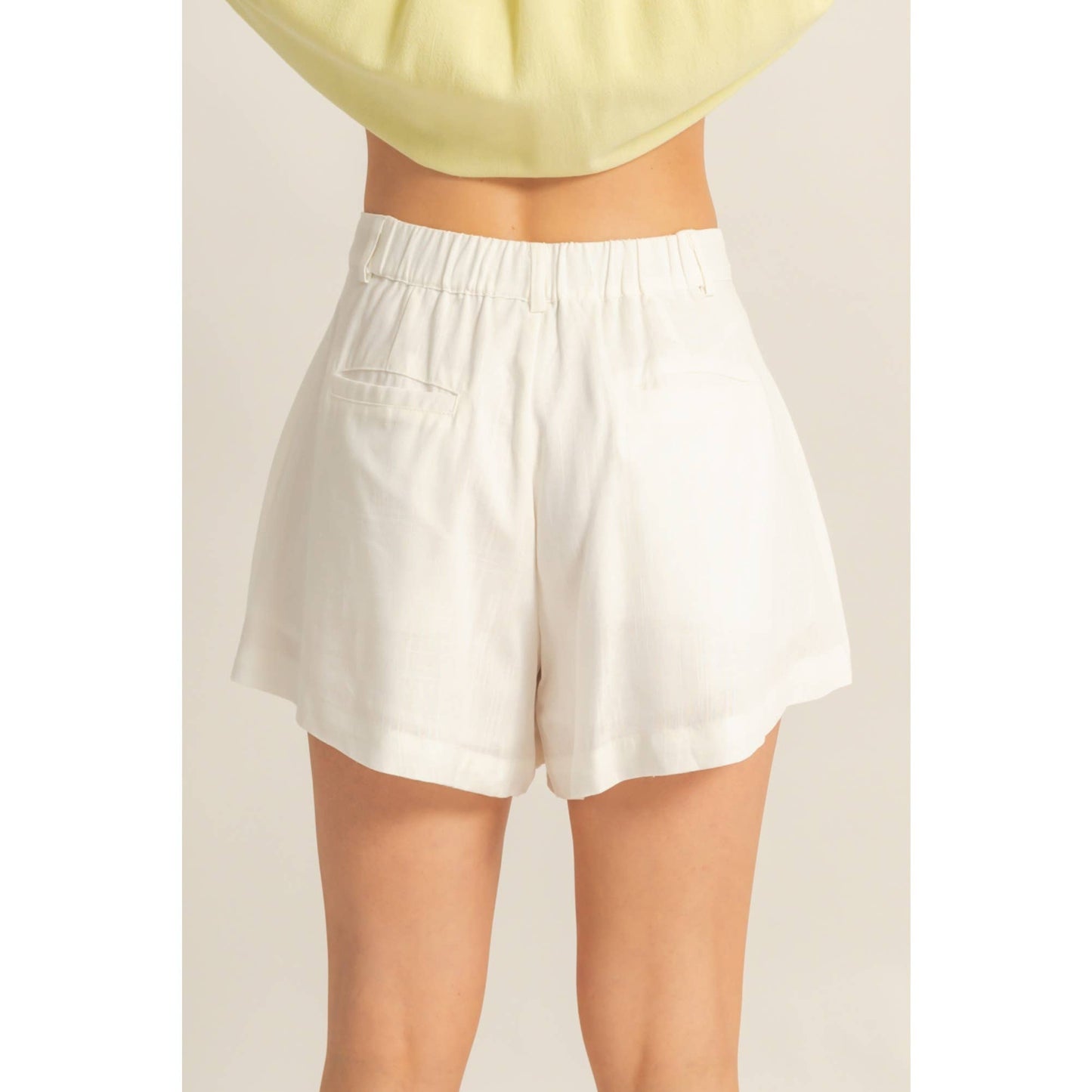 Linen Mid-Rise Flared Shorts