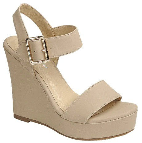 MACY - NUDE WEDGE SANDAL