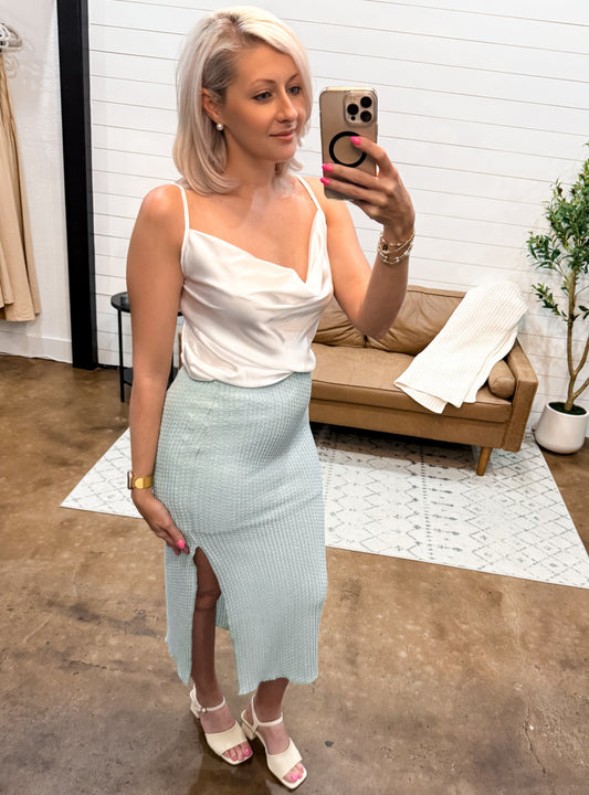 Summer Blues - Textured Midi Skirt
