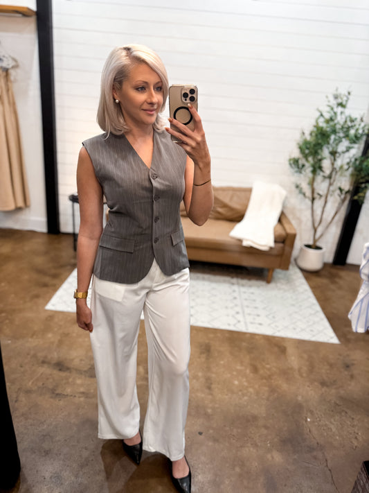 Classy Pinstripe Gray Vest