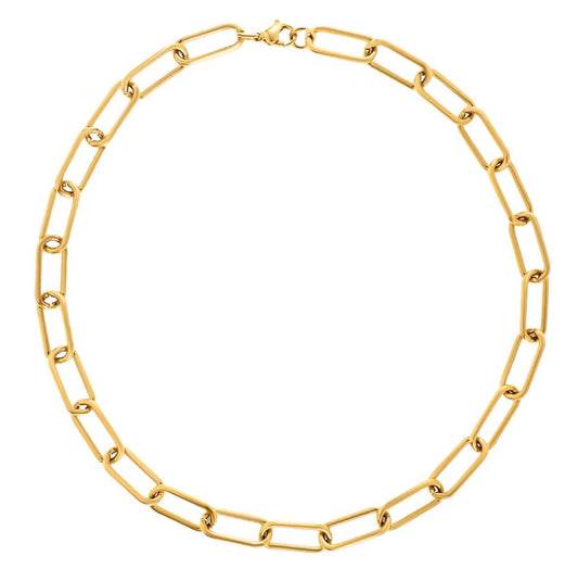 Carla Paper Clip Chain Necklace - Gold