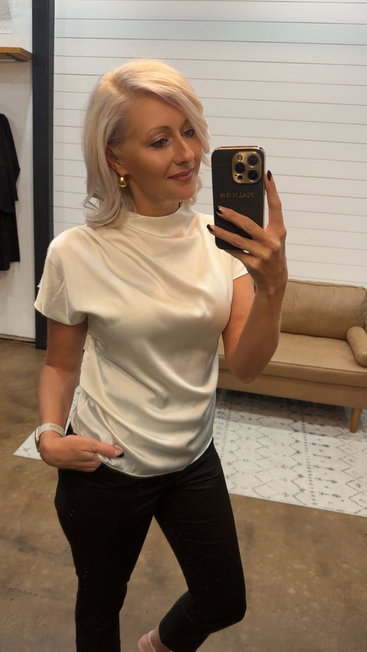 Champagne Satin Blouse - The Shelby Company Tennessee