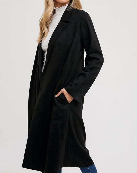 Chic Appearances - Faux Suede Trench Coat - The Shelby Company Tennessee