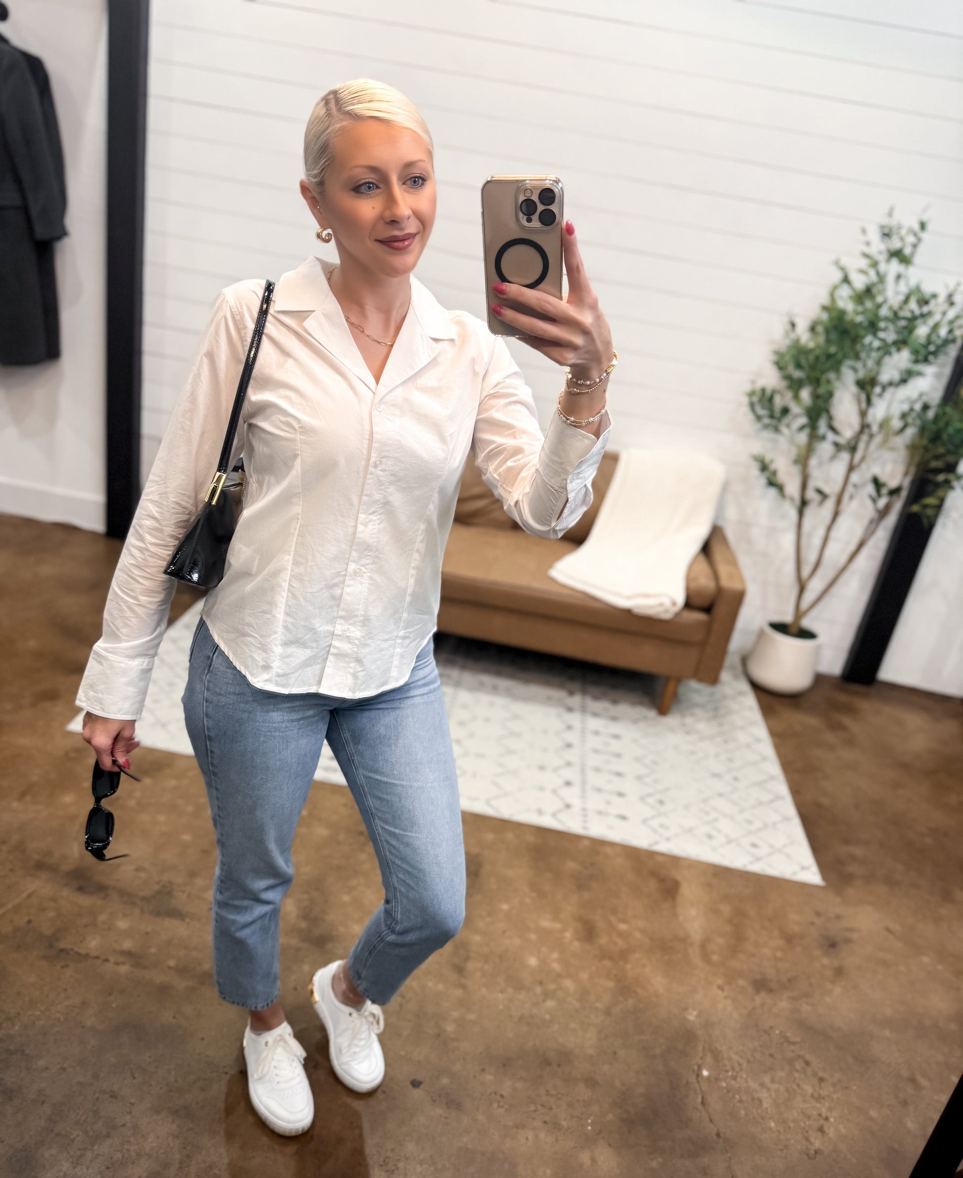 Cotton Button Up Shirt - DIONNE TOP - The Shelby Company Tennessee