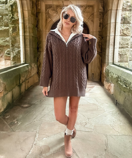 Oversized Cable Knit Sweater Dress - The Shelby Company Tennessee