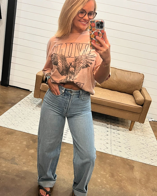 Relaxed Summer - Wide Leg Straight Denim Jeans - The Shelby Company Tennessee